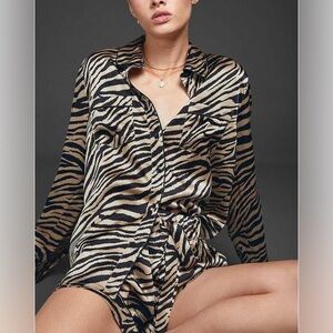 Anine Bing Silk Vivienne Zebra Button Down Shirt